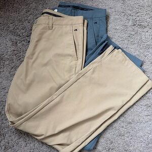 Bonobos Maide Pants Men Sz 35/32 Beige/ Gray Straight Performance Golf Lot Of 2